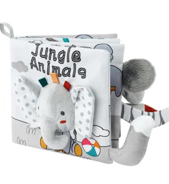 Тактильна книга-шуршалка з піщалкою. Слоник. Jungle Animals